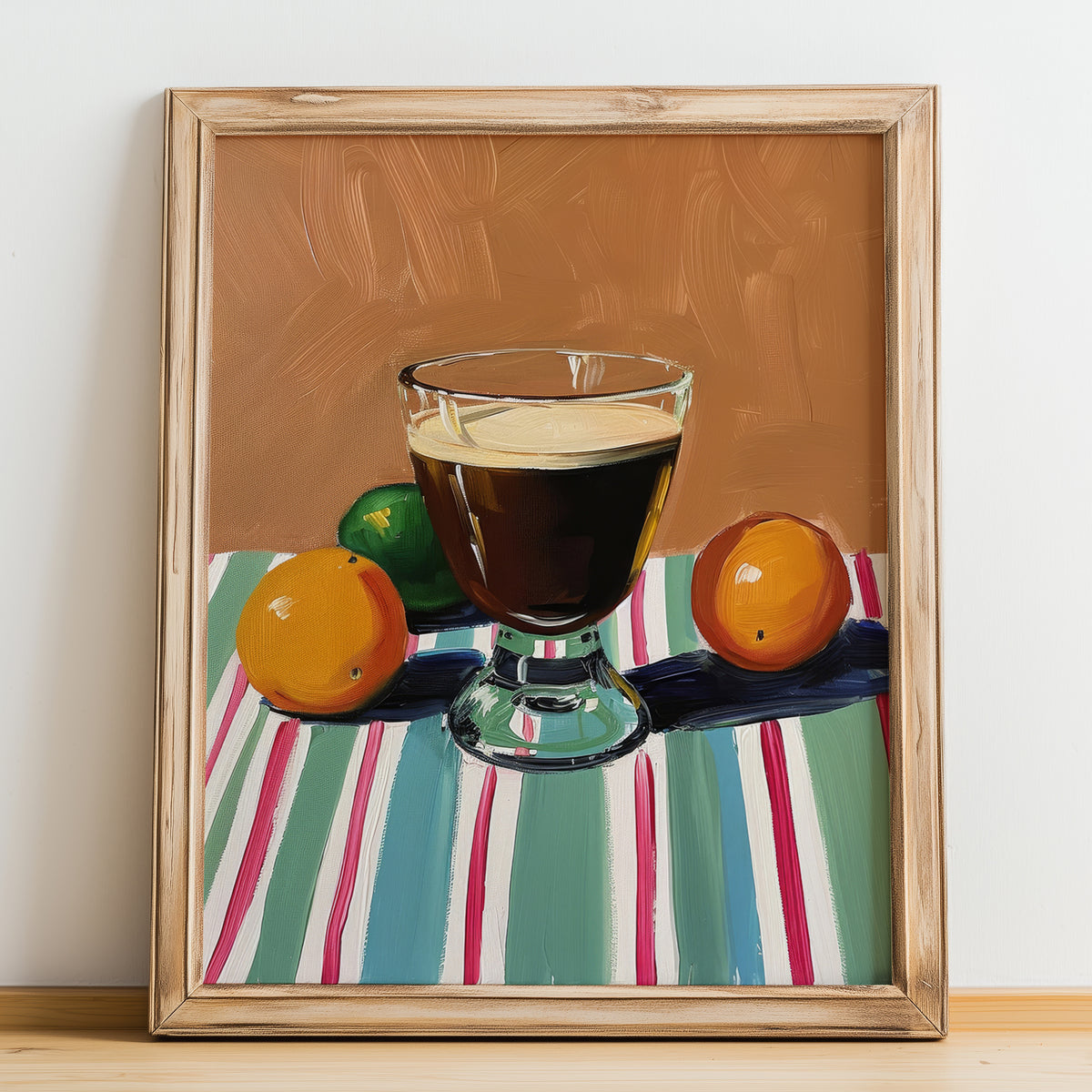 Carajillo – Spanish Coffee, Konditorei Print, no-text version framed in wood