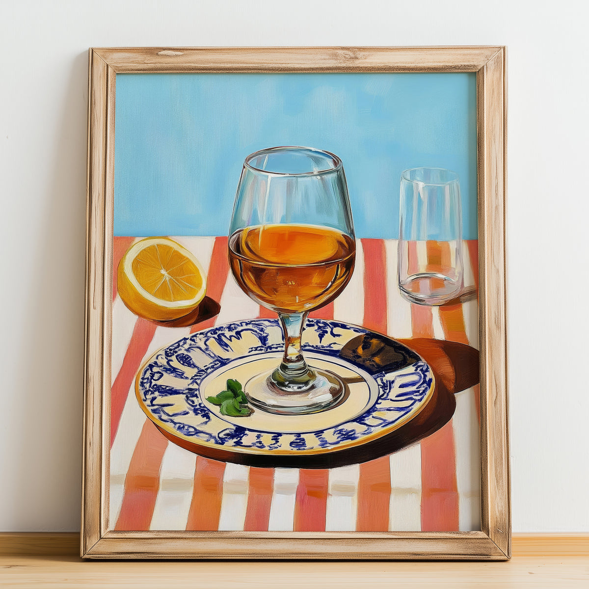 Brandy de Jerez – Spanish Spirit Drink, Rooftop Terrace Poster, no-text version framed in wood