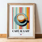 Café au Lait – French Coffee, Coffeehouse Wall Art, in wooden frame leaning on the floor