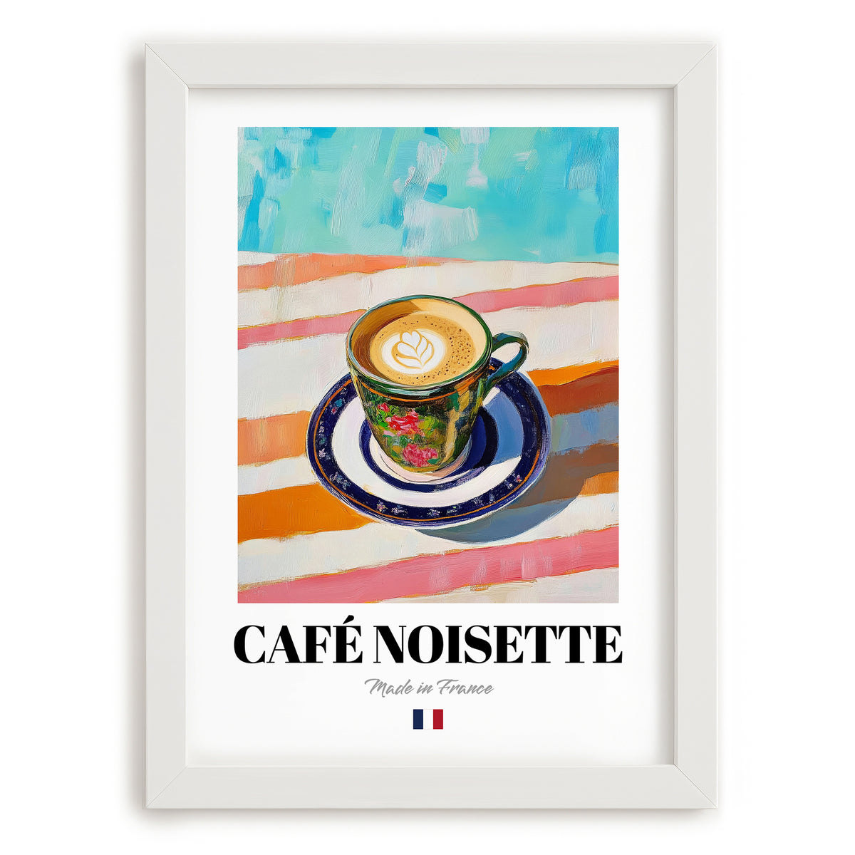 Café Noisette – French Coffee, Espresso Bar Wall Art, placed in minimal white frame