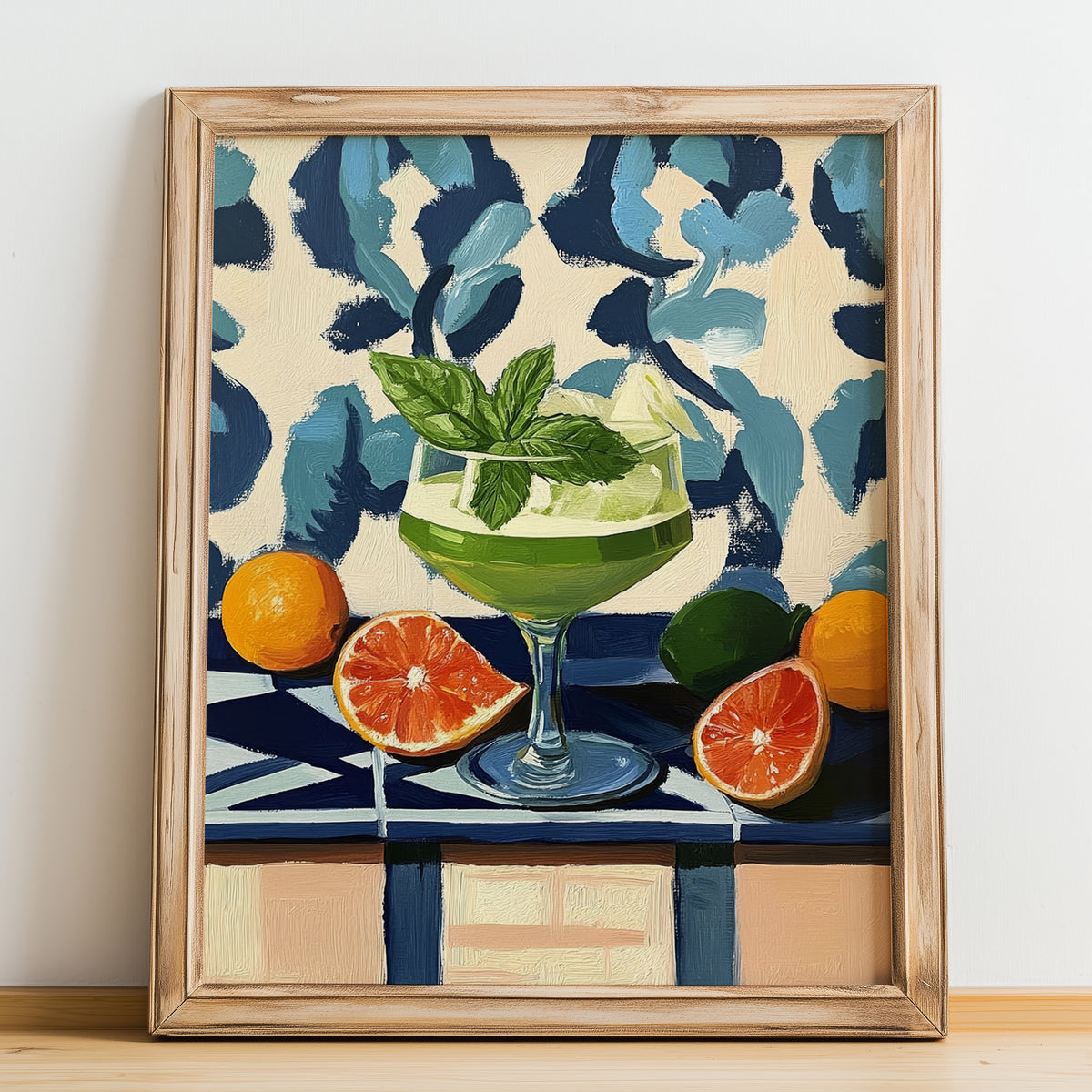 Diabolo Menthe – French Beverage Drink, Beach Bar Poster, no-text version framed in wood