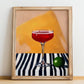 Kir – French Cocktail Drink, Beach Bar Still Life, no-text version framed in wood