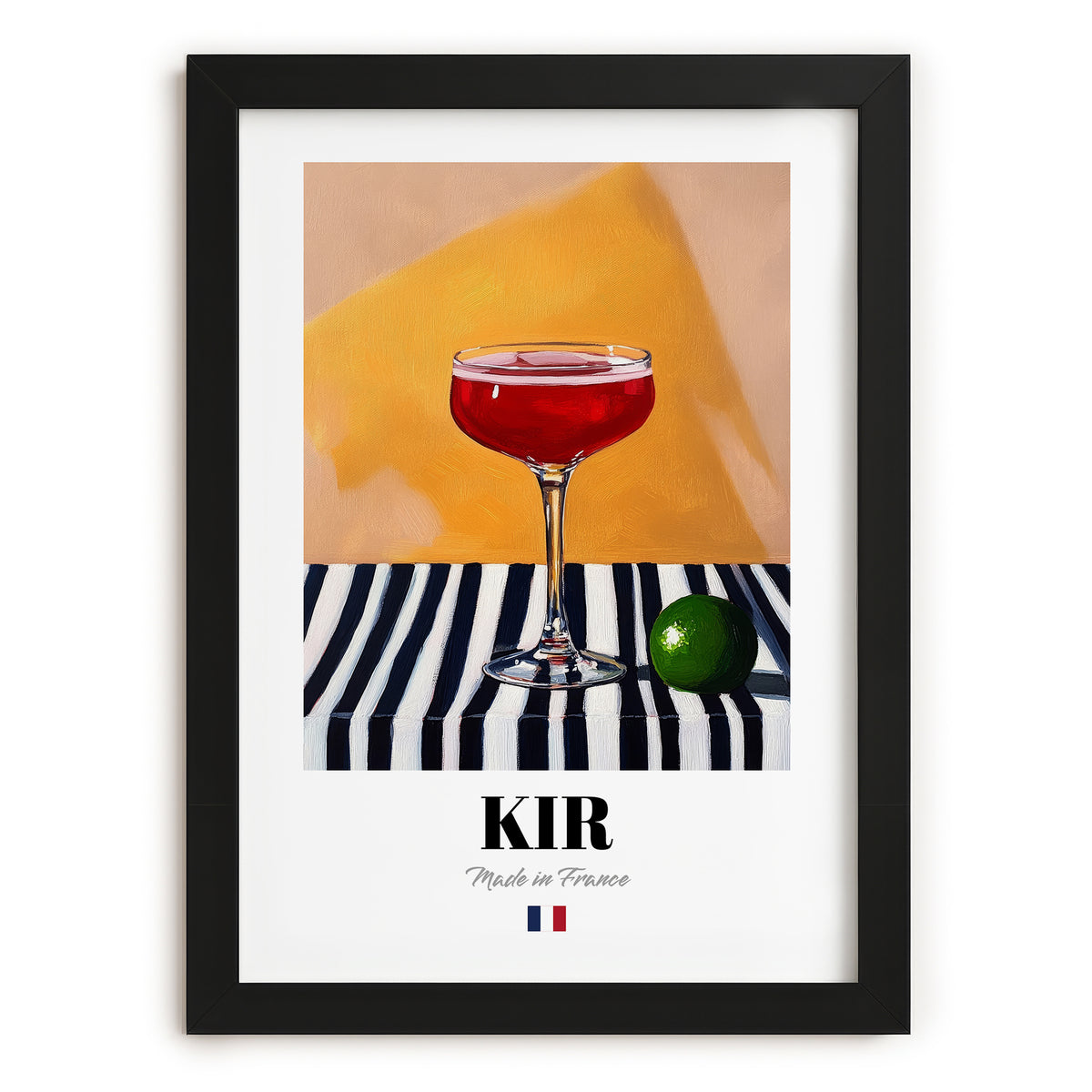 Kir – French Cocktail Drink, Beach Bar Still Life, in sleek black frame