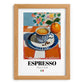Espresso – Italian Coffee, Café Illustration, set in oak frame