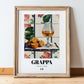 Grappa – Italian Spirit Drink, Hotel Lobby Wall Decor, in wooden frame leaning on the floor