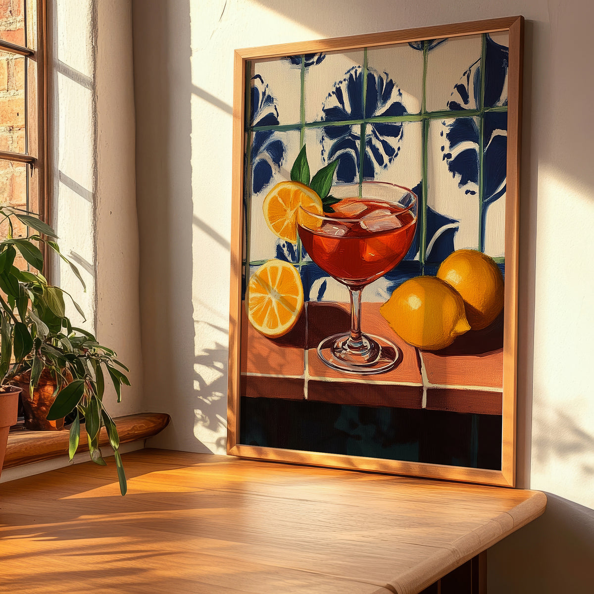 Bitter Rosso – Italian Cocktail Drink, Beach Bar Wall Art, clean layout with no caption