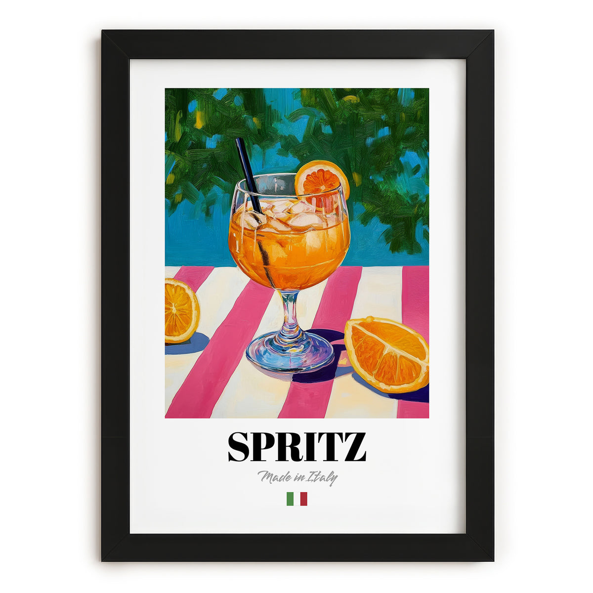 Spritz – Italian Cocktail Drink, Beach Bar Wall Decor, in sleek black frame