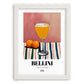 Bellini – Italian Cocktail Drink, Beach Bar Illustration, placed in minimal white frame