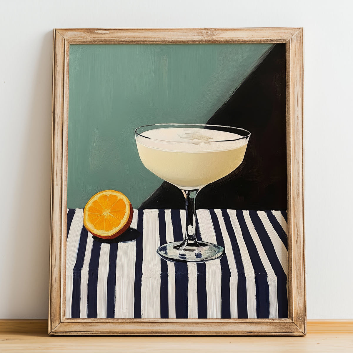 Sgroppino – Italian Cocktail Drink, Speakeasy Print, no-text version framed in wood