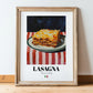 Lasagna – Italian Pasta, Osteria Poster, in wooden frame leaning on the floor