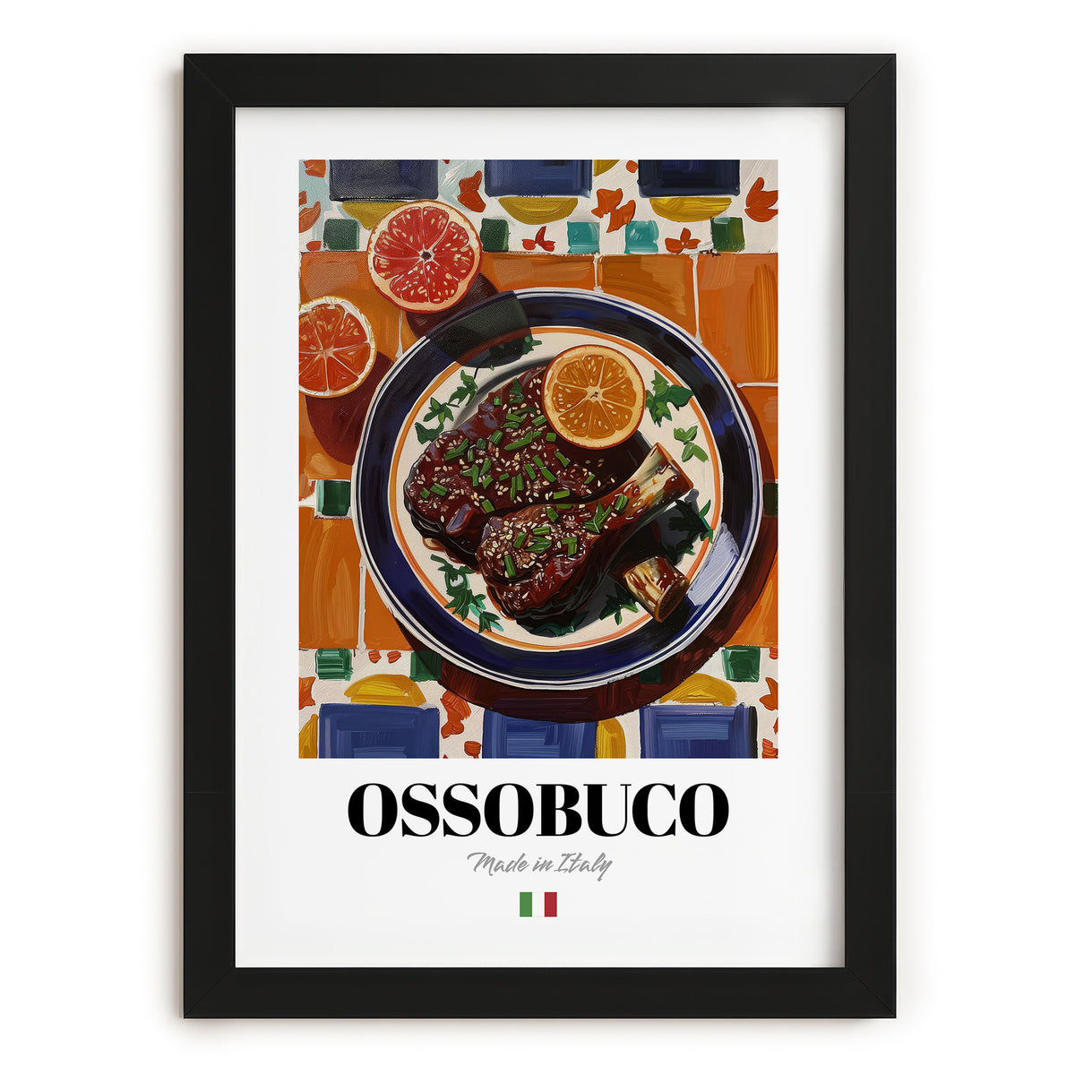 Ossobuco – Italian Stew Dish, Tavern Art, in sleek black frame