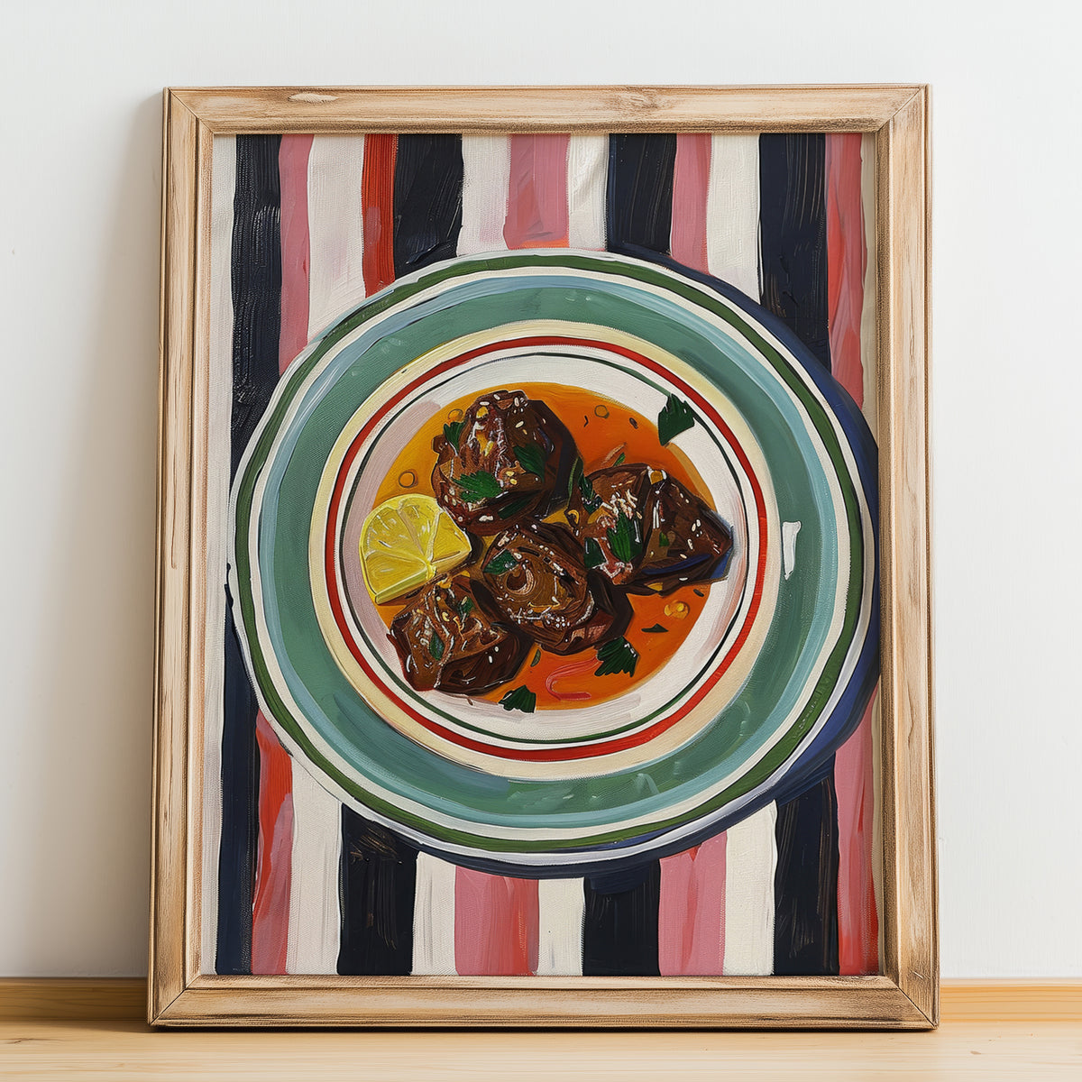 Ossobuco – Italian Stew Dish, Restaurant Poster, no-text version framed in wood