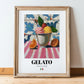 Gelato – Italian Ice Cream Gelato, Gelateria Still Life, in wooden frame leaning on the floor