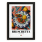 Bruschetta – Italian Snack Dish, Farmhouse Kitchen Illustration, in sleek black frame