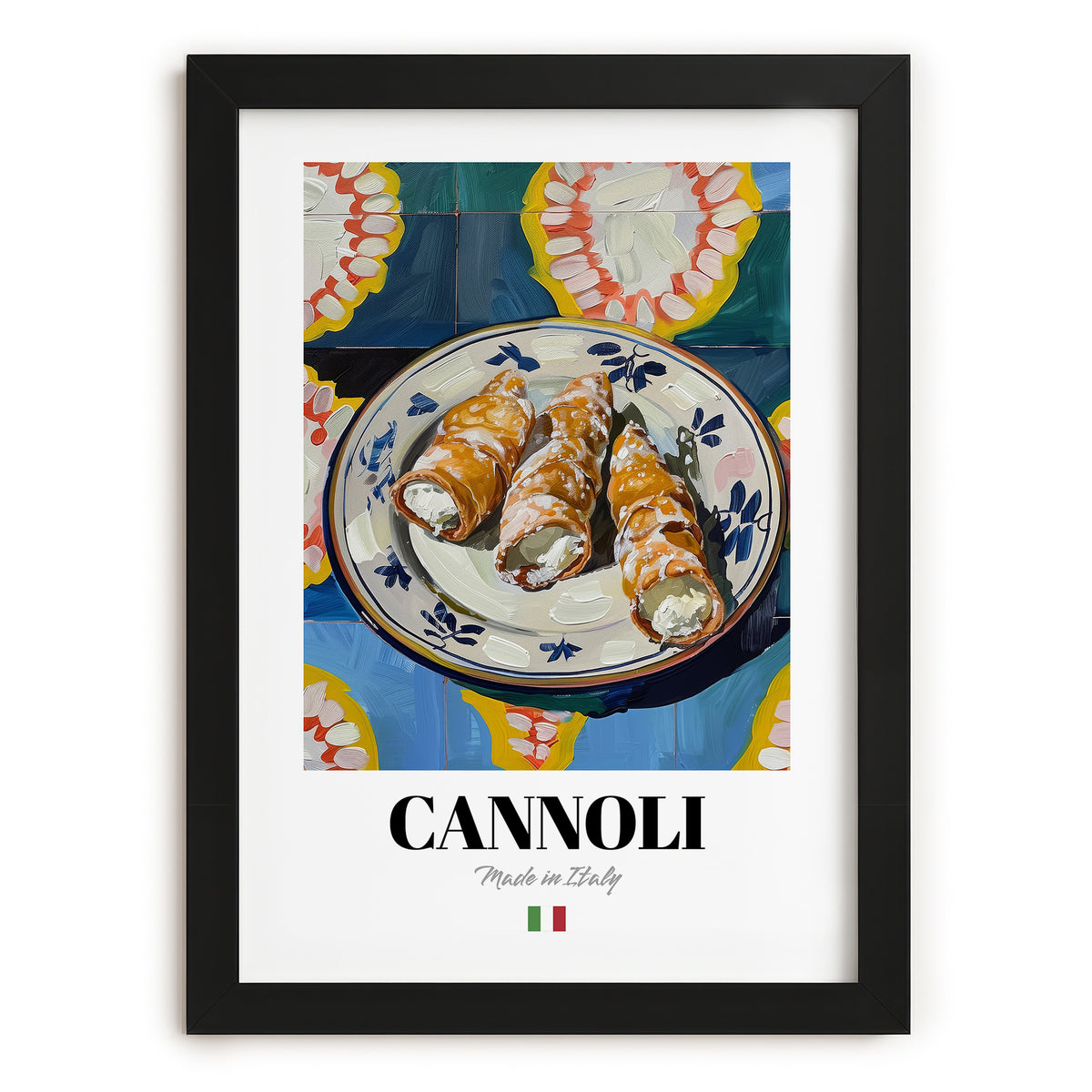 Cannoli – Italian Dessert Dish, Café Poster, in sleek black frame