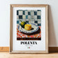Polenta – Italian Dish, Café Poster, in wooden frame leaning on the floor