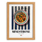 Minestrone – Italian Soup Dish, Brasserie Illustration, set in oak frame