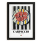 Carpaccio – Italian Meat Dish, Restaurant Still Life, in sleek black frame