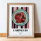 Carpaccio – Italian Meat Dish, Bistro Wall Art, in wooden frame leaning on the floor