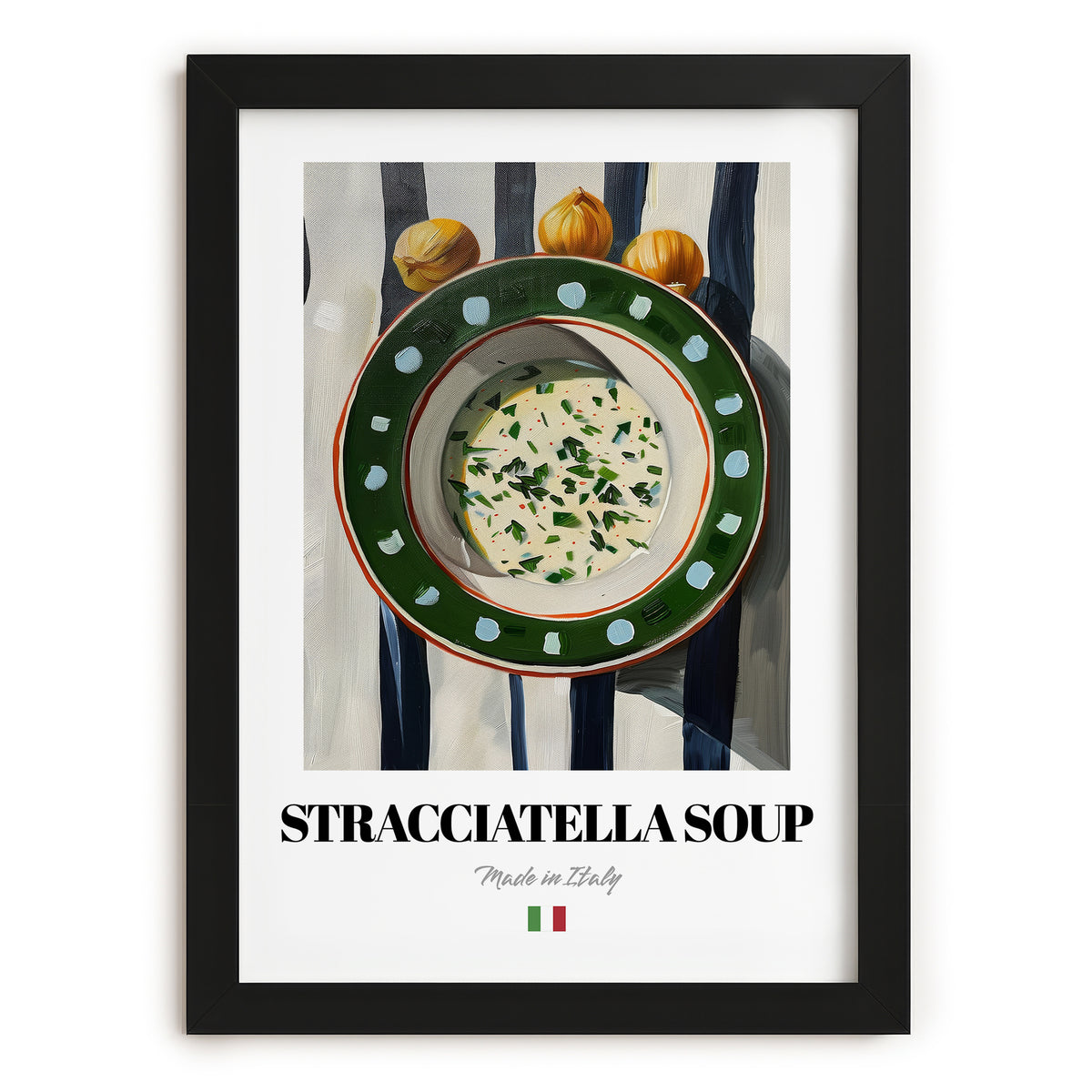 Stracciatella Soup – Italian Soup Dish, Bistro Painting, in sleek black frame