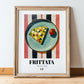 Frittata – Italian Snack Dish, Restaurant Poster, in wooden frame leaning on the floor
