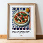Pizza Napoletana – Italian Pizza, Trattoria Poster, in wooden frame leaning on the floor