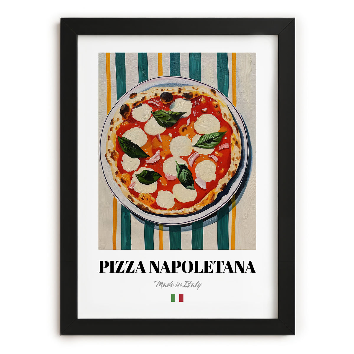 Pizza Napoletana – Italian Pizza, Pizzeria Still Life, in sleek black frame