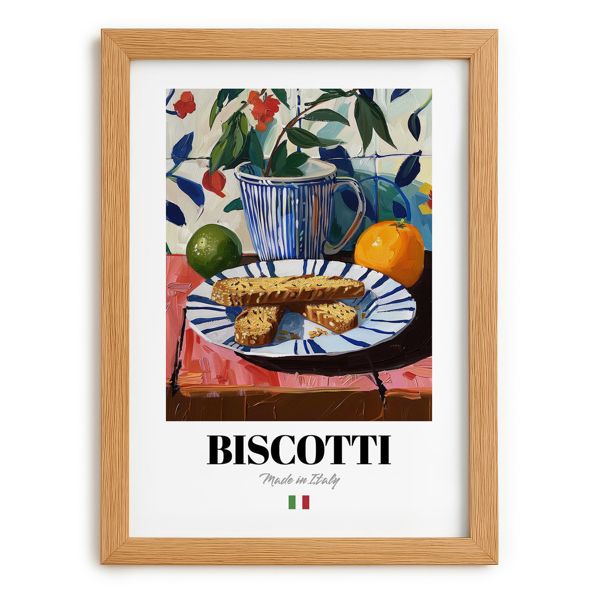 Biscotti – Italian Biscuits Dish, Fine Dining Restaurant Poster, set in oak frame