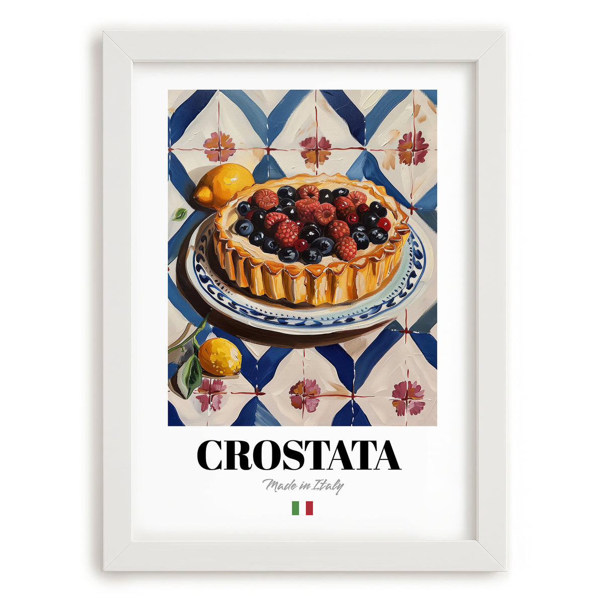 Crostata – Italian Dessert Dish, Café Poster, placed in minimal white frame