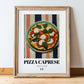 Pizza Caprese – Italian Pizza, Pizzeria Poster, in wooden frame leaning on the floor