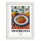 Amatriciana – Italian Pasta, Trattoria Still Life, placed in minimal white frame