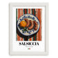 Salsiccia – Italian Meat Dish, Farmhouse Kitchen Wall Decor, placed in minimal white frame