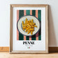 Penne – Italian Pasta, Restaurant Poster, in wooden frame leaning on the floor