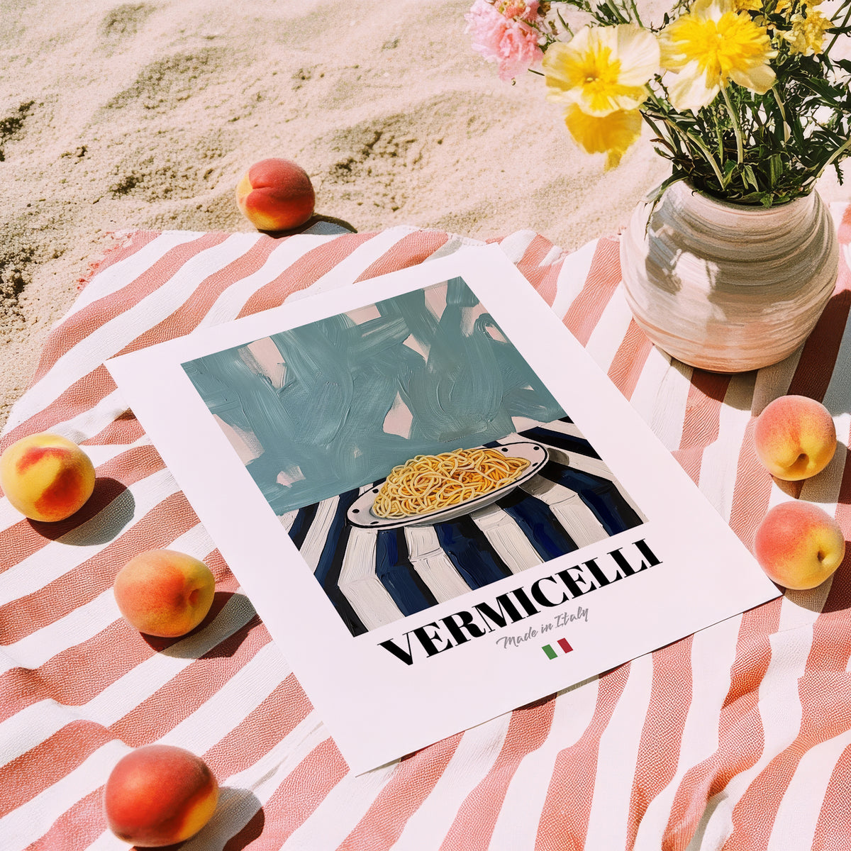 Vermicelli – Italian Pasta, Osteria Still Life, unframed on coastal sand