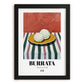 Burrata – Italian Cheese Dish, Fine Dining Restaurant Poster, in sleek black frame