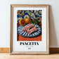 Pancetta – Italian Meat Dish, Restaurant Illustration, in wooden frame leaning on the floor
