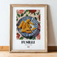 Fusilli – Italian Pasta, Osteria Print, in wooden frame leaning on the floor