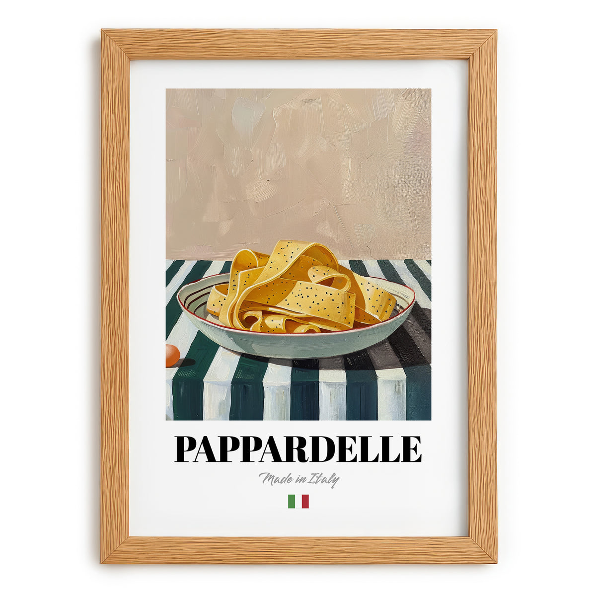 Pappardelle – Italian Pasta, Trattoria Wall Decor, set in oak frame