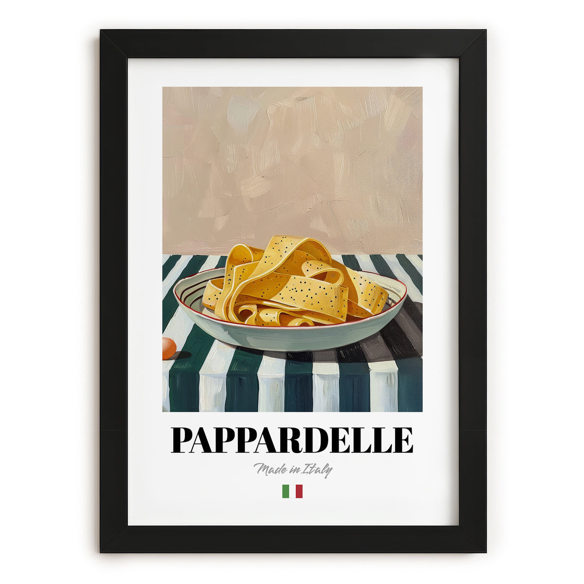 Pappardelle – Italian Pasta, Trattoria Wall Decor, in sleek black frame