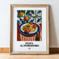 Pasta al pomodoro – Italian Pasta, Osteria Illustration, in wooden frame leaning on the floor