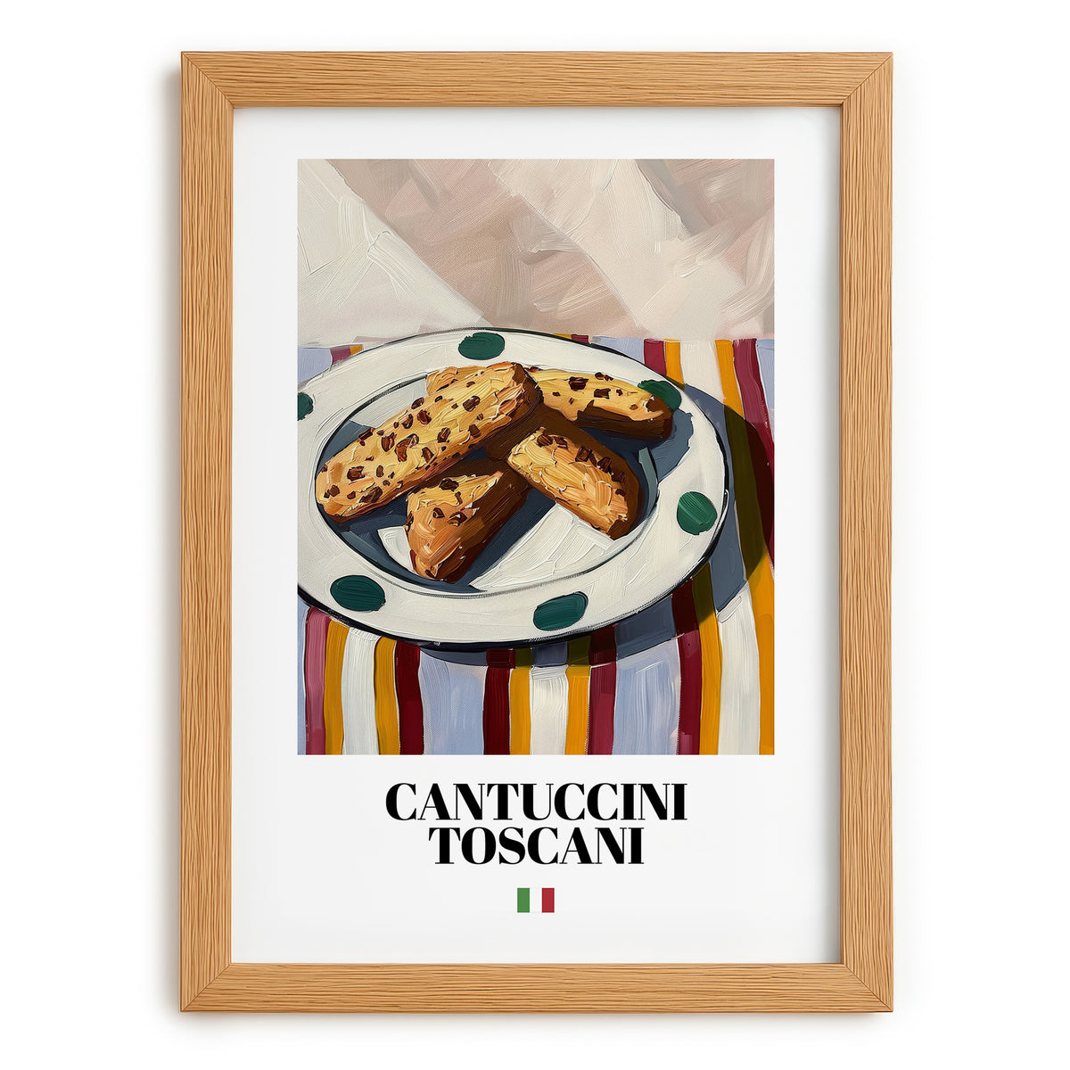 Cantuccini Toscani – Italian Biscuits Dish, Restaurant Art, set in oak frame