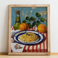 Spaghetti aglio e olio – Italian Pasta, Restaurant Poster, no-text version framed in wood