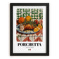 Porchetta – Italian Meat Dish, Restaurant Poster, in sleek black frame