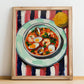 Cioppino – Italian Soup Dish, Farmhouse Kitchen Poster, no-text version framed in wood