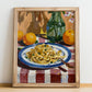 Pasta Carbonara – Italian Pasta, Ristorante Print, no-text version framed in wood