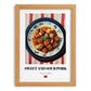 Sweet and Sour Pork – on Striped Tablecloth, Chinese Food Print, set in oak frame