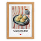 Xiao Long Bao – on Striped Tablecloth, Chinese Food Painting, set in oak frame