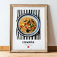Chǎofàn (Fried Rice) – on Striped Tablecloth, Chinese Food Still Life, in wooden frame leaning on the floor