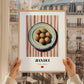 Jiān Dùi (Sesame Balls) – on Striped Tablecloth, Chinese Dessert Wall Decor, styled in a charming Paris street view