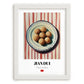 Jiān Dùi (Sesame Balls) – on Striped Tablecloth, Chinese Dessert Wall Decor, placed in minimal white frame